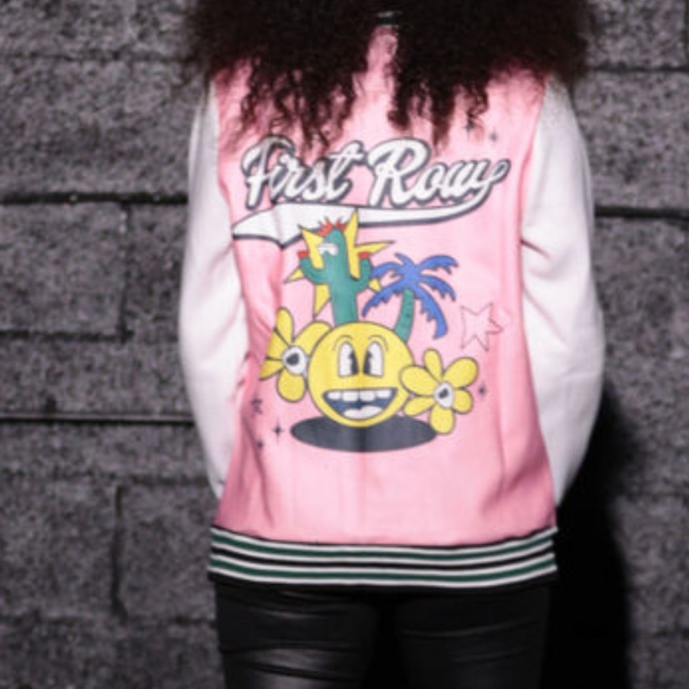 Soft material varsity jacket pretty girl vibes